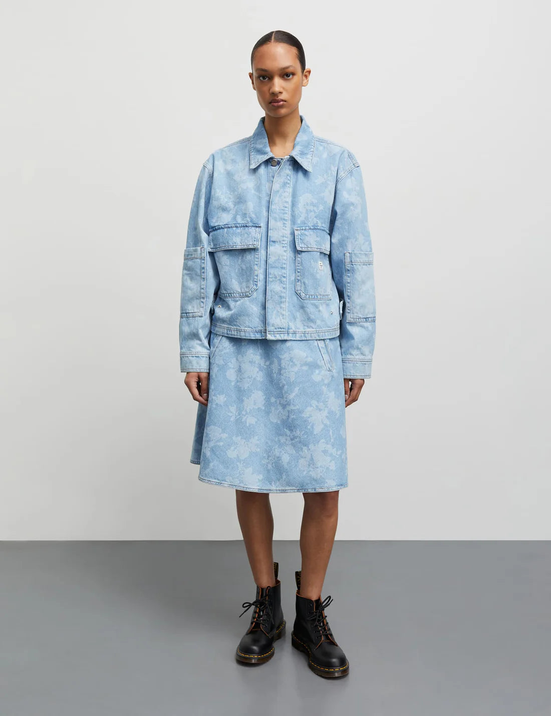 Art Denim Soleil Jacka - Light Denim/Ink Flower Aop