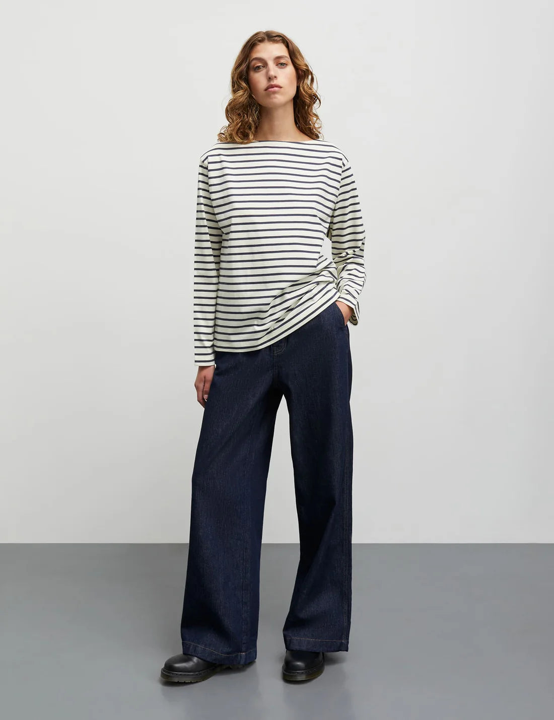 Soft Single Silke Tee LS - Vanilla Ice/Parisian Night