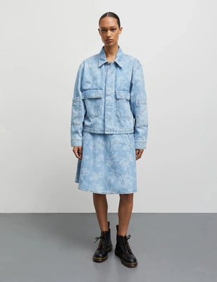 Art Denim Stelly Skirt - Light Denim/Ink Flower Aop