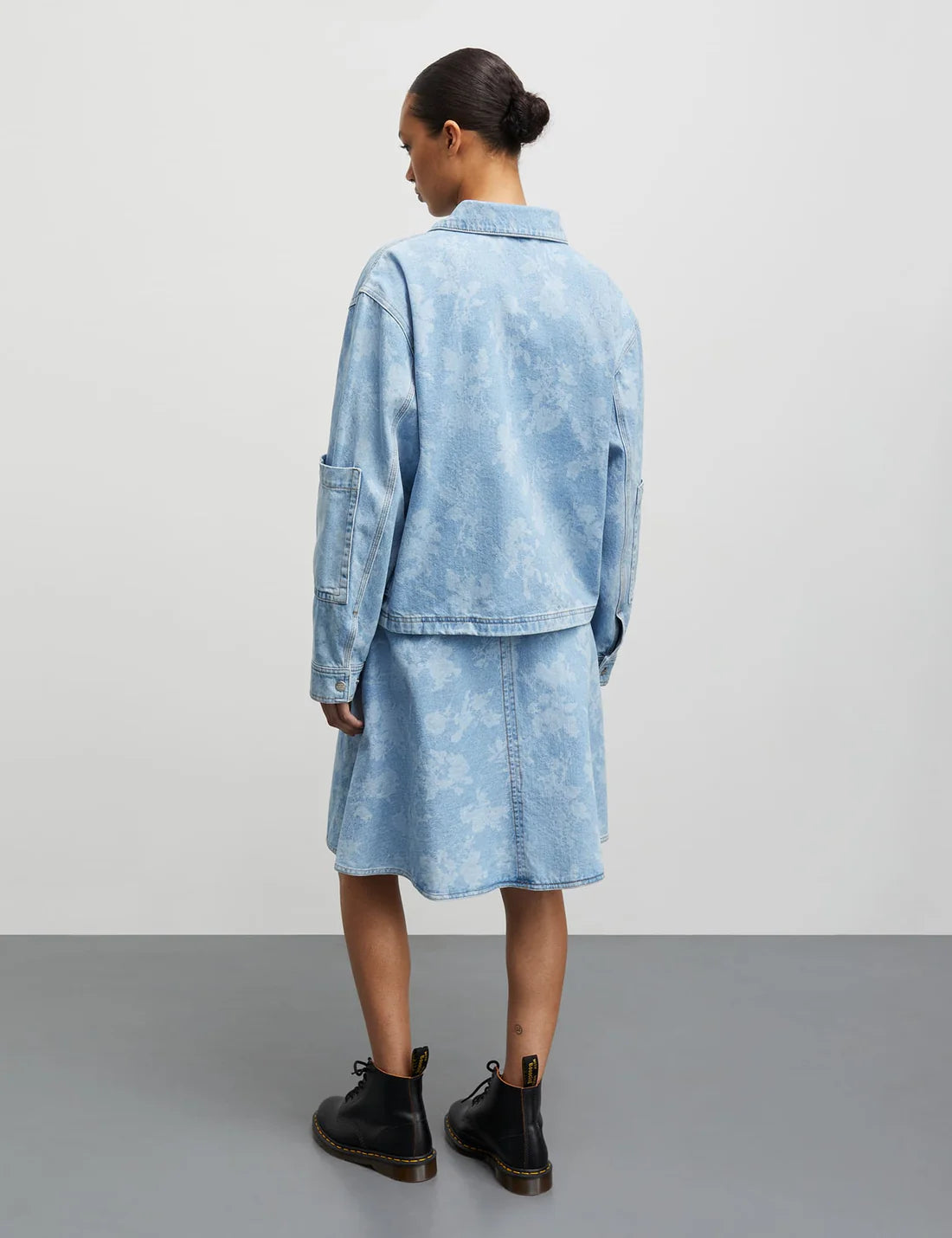 Art Denim Stelly Skirt - Light Denim/Ink Flower Aop