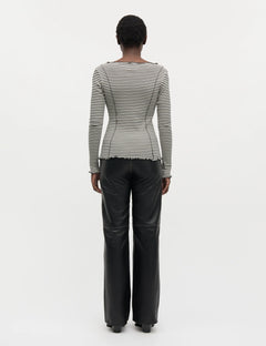 2X2 Cotton Stripe Siri Top - Vanilla Ice/Black