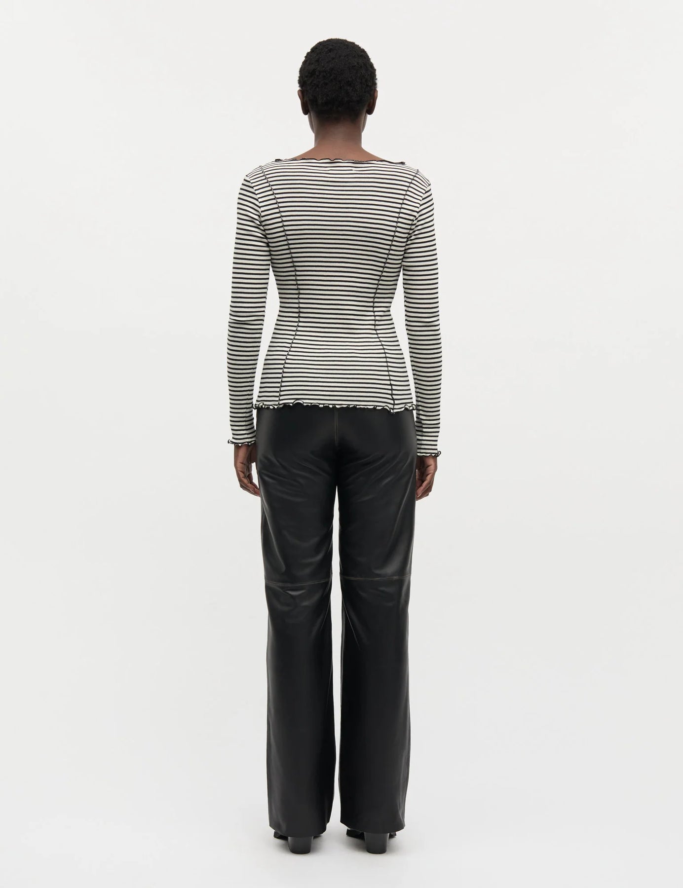 2X2 Cotton Stripe Siri Top - Vanilla Ice/Black