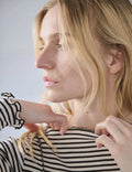 2X2 Cotton Stripe Siri Top - Vanilla Ice/Black