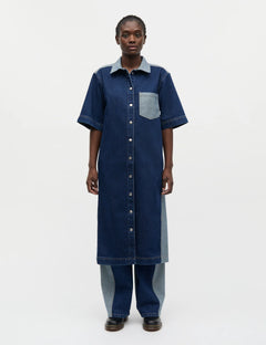 Luke Denim Viola Dress Block - Mid Blue Denim