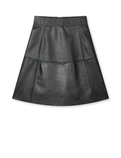 Smooth Leather Stelly Skirt - Black