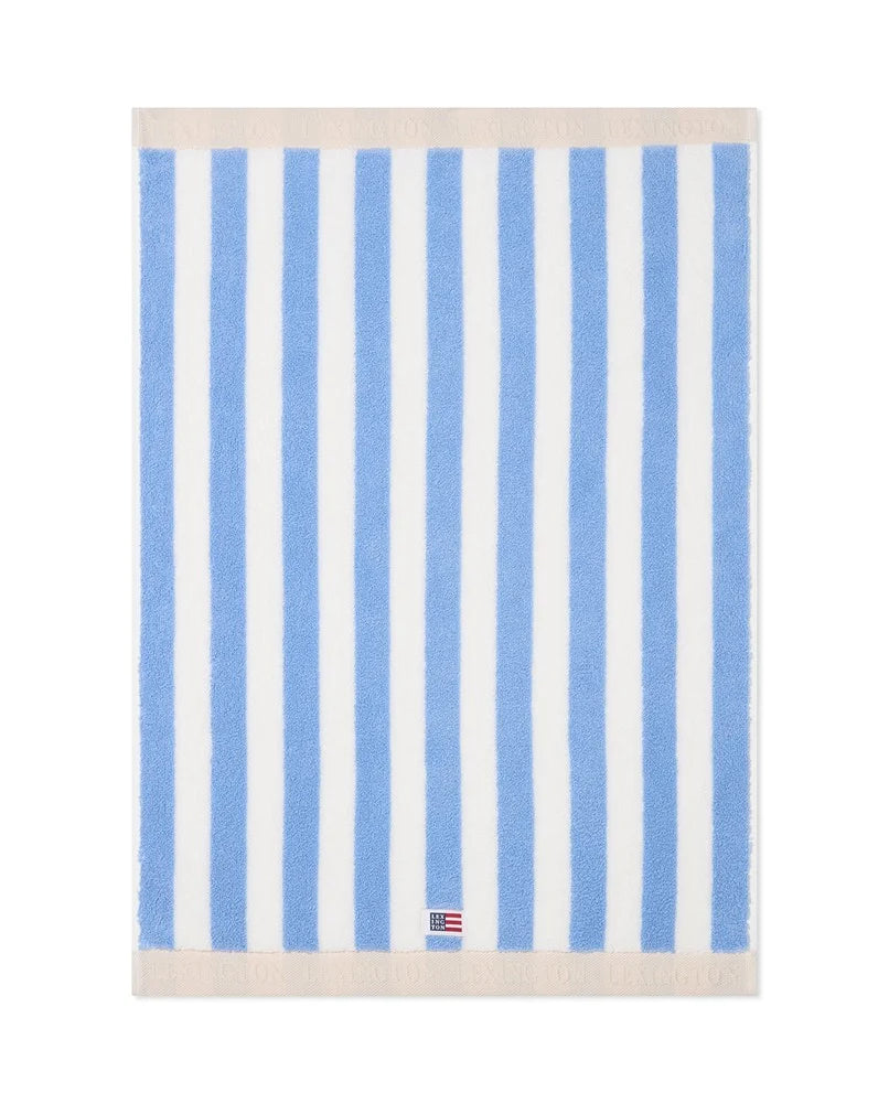 Block Striped Handduk 30x50 - Blue/White/Moonbeam