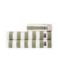 Block Striped Handduk 30x50 - Vintage Green/White/Moonbeam