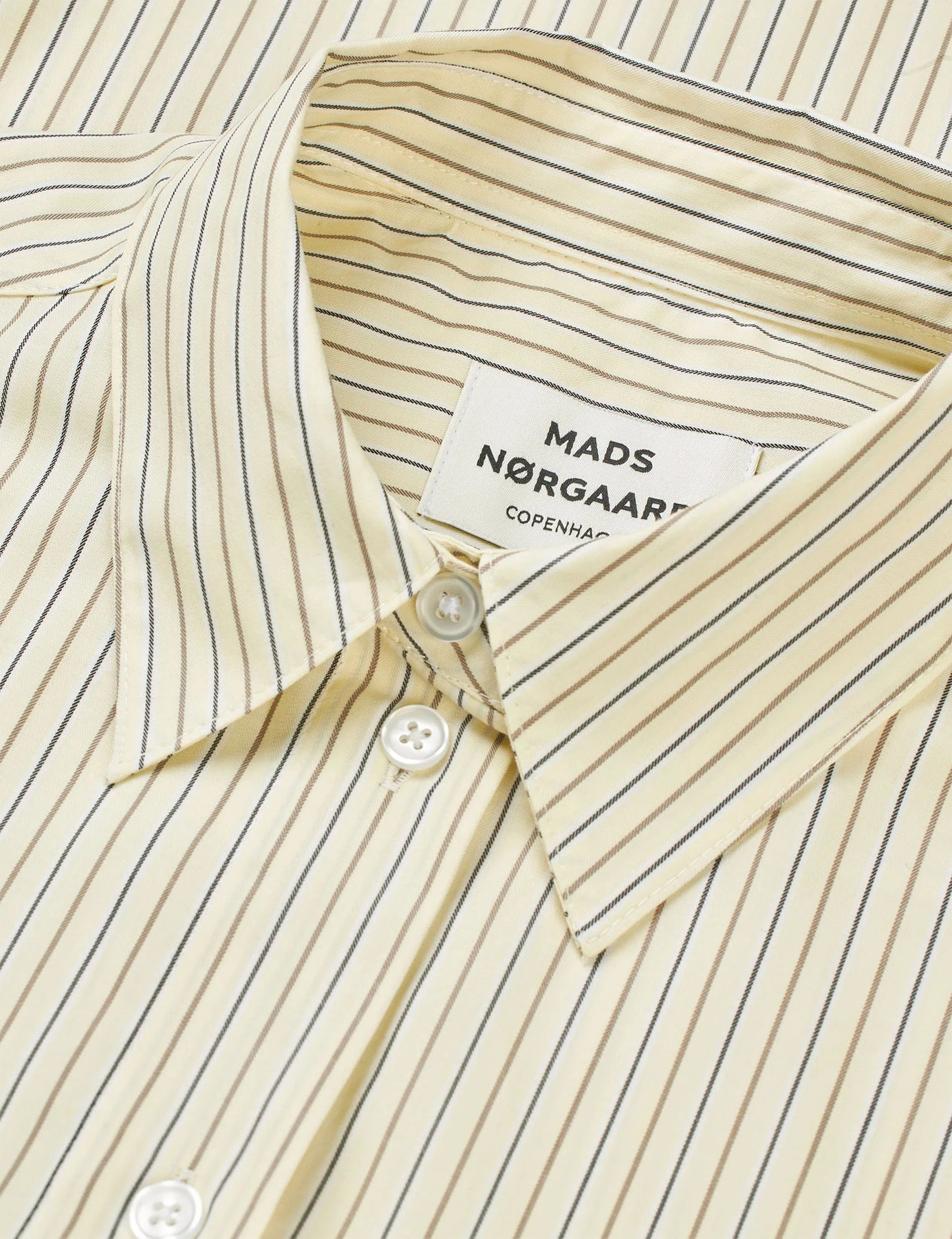 Ander Cotton Crelly Shirt - Pinstripe/Almond Oil
