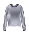 Grace Jersey Stripe Camille Tee Ls - Sky Captain/White