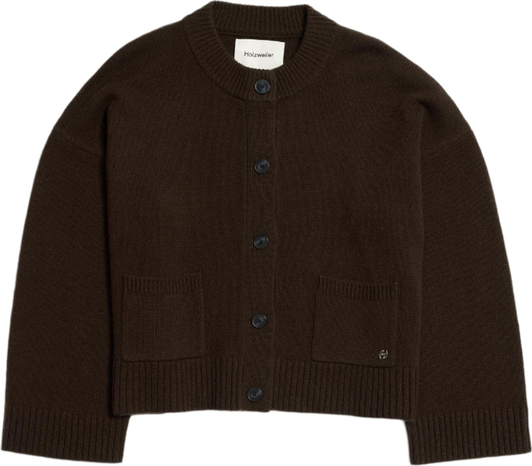 W. Wool Wide Cardigan - Dk. Brown