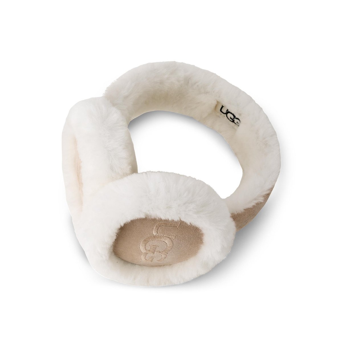 Sheepskin Embroidery Earmuff - Sand