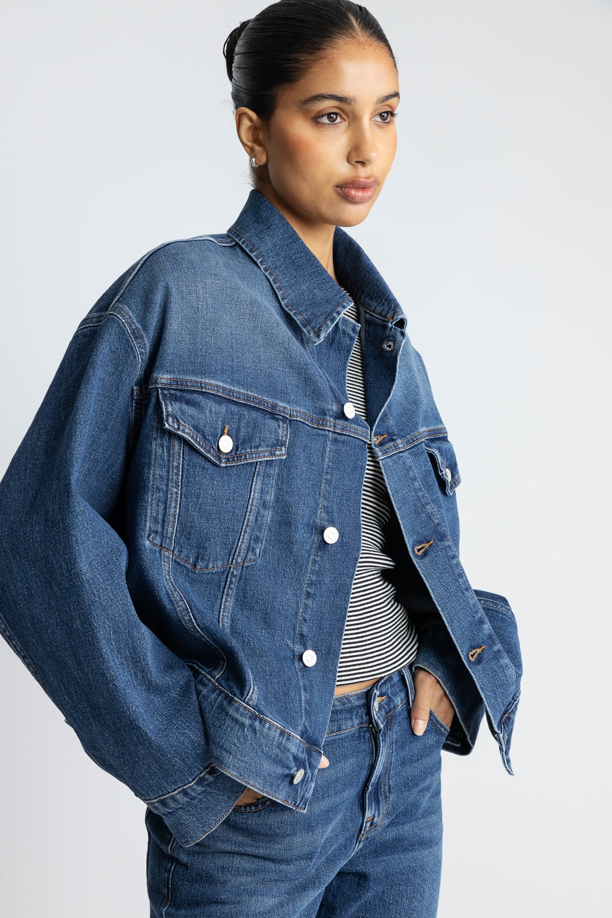 Oli Cropped Trucker Jeansjacka