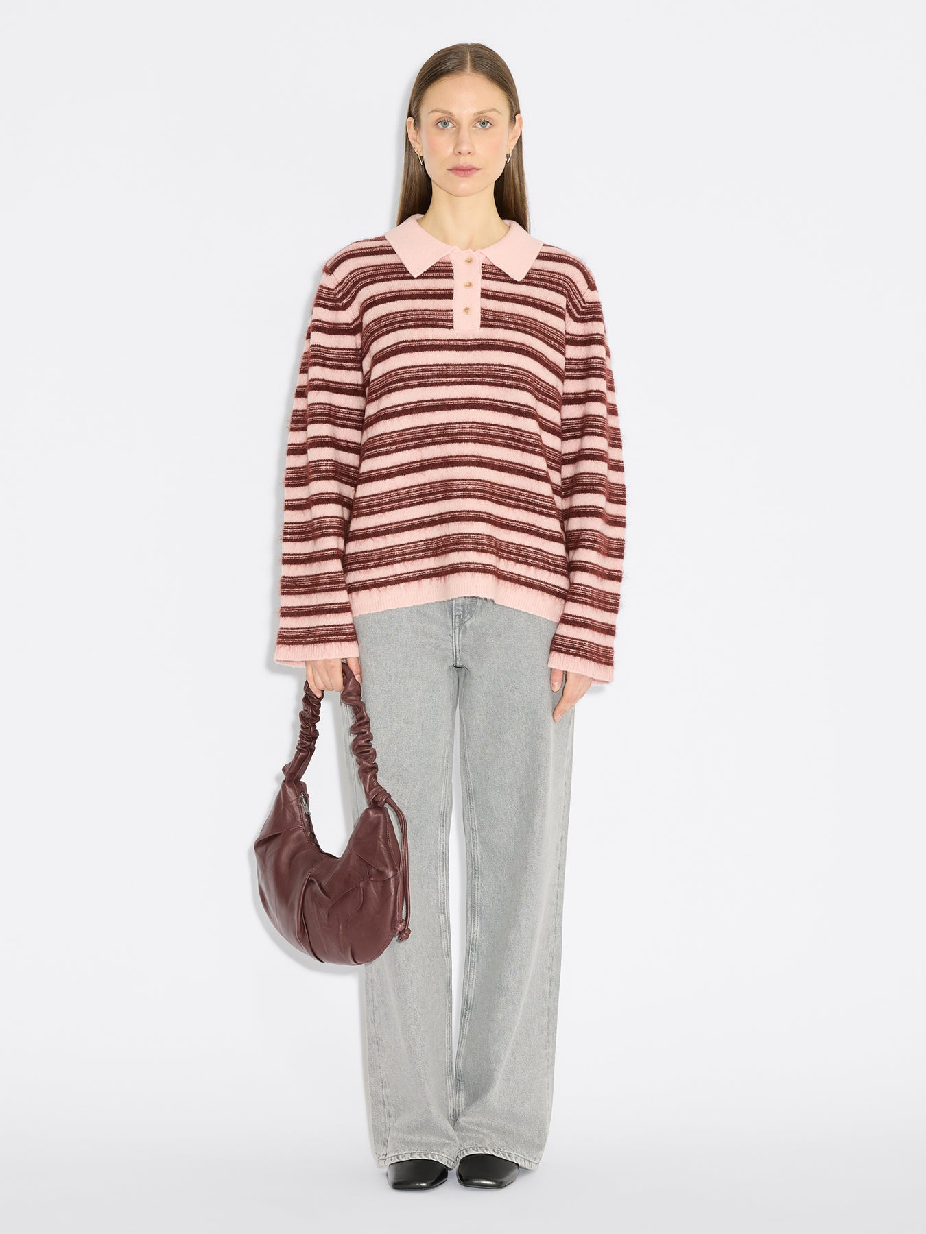 Olivia Wool Polo - Lt. Pink Mix