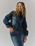 Janne Blue Denim Blus - Blå Denim