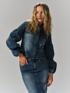 Janne Blue Denim Blouse - Blue Denim