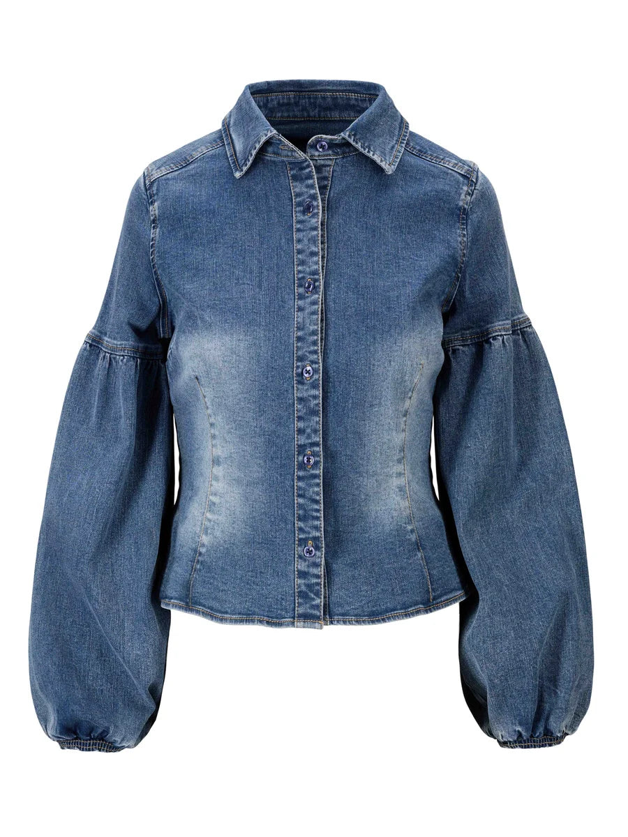 Janne Blue Denim Blus - Blå Denim