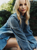 Janne Blue Denim Blus - Blå Denim