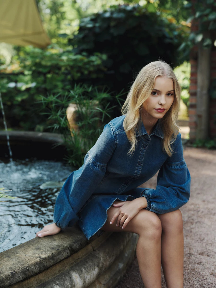 Janne Blue Denim Blus - Blå Denim