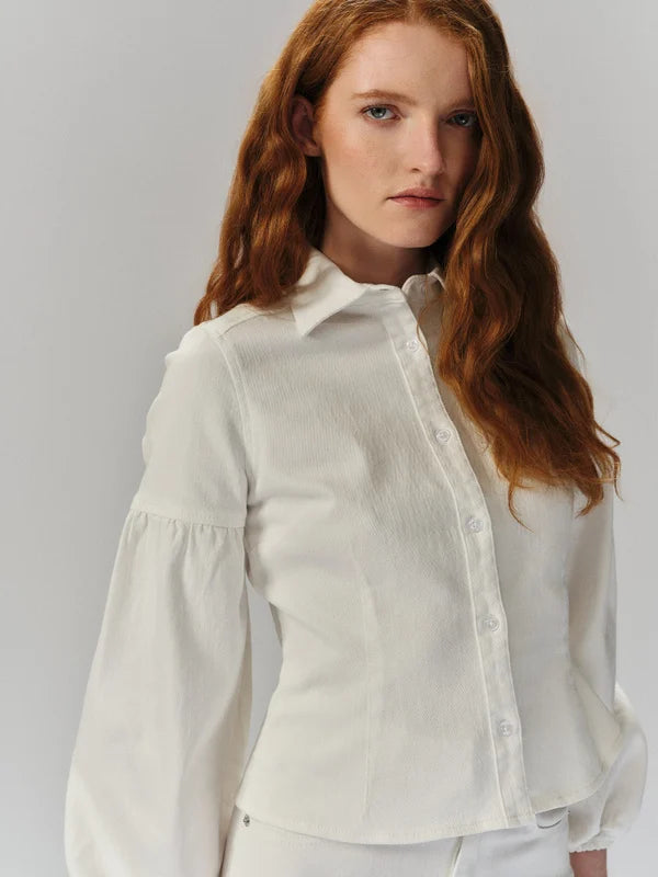 Janne White Denim Blus - White Denim