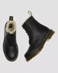 1460 Serena Faux Fur Lined Leather Lace Up Boots - Svart