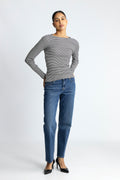 2X2 Cotton Stripe Tuba Tee Ls - Svart/Vanilla Ice