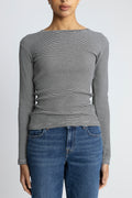 2X2 Cotton Stripe Tuba Tee Ls - Svart/Vanilla Ice