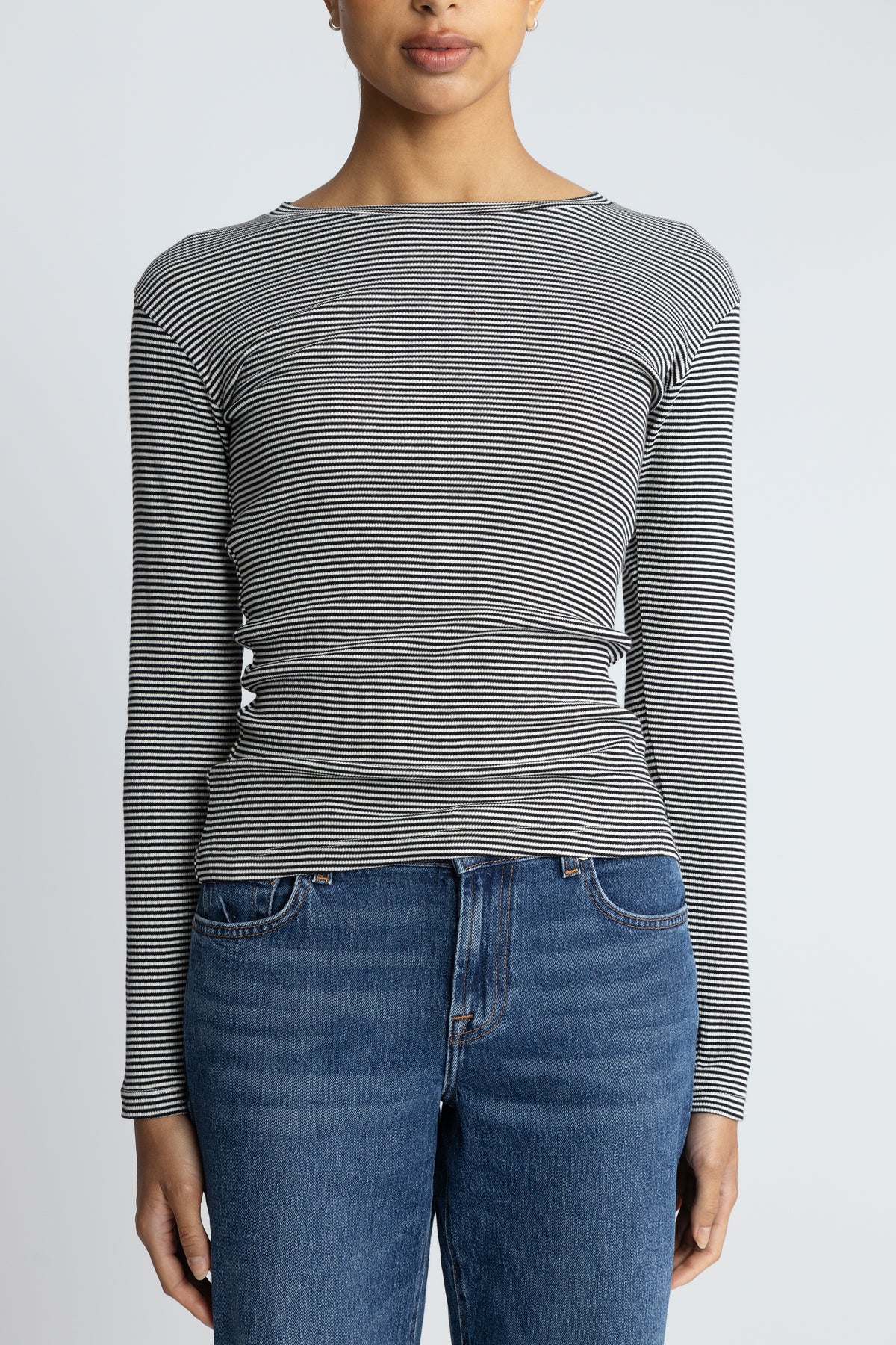 2X2 Cotton Stripe Tuba Tee Ls - Svart/Vanilla Ice
