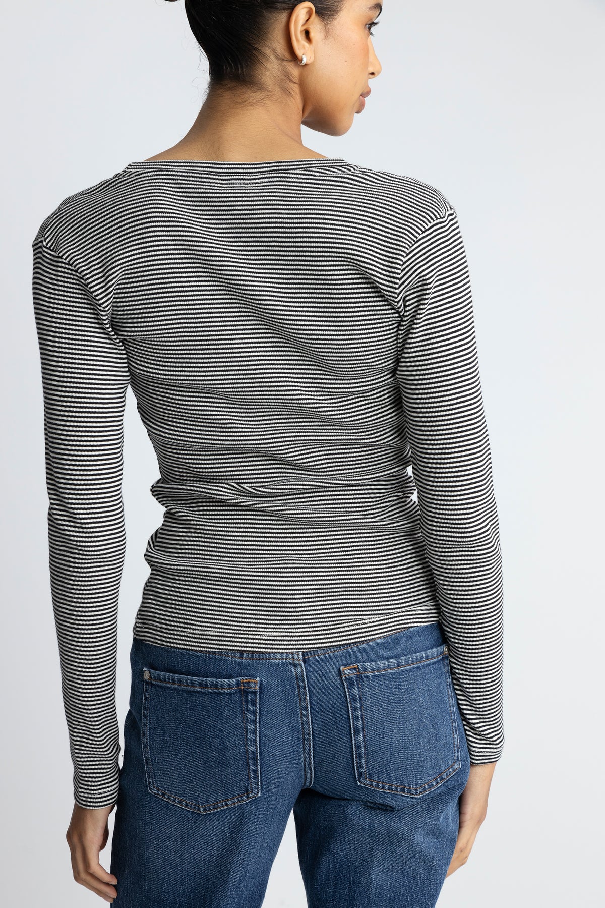 2X2 Cotton Stripe Tuba Tee Ls - Svart/Vanilla Ice