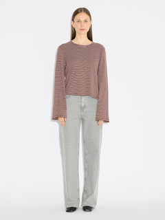Street Stripe Long Sleeve - Burgundy Stripe
