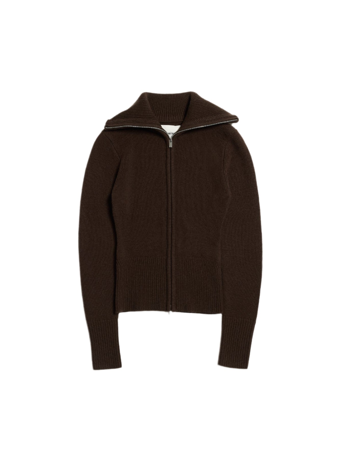Line Wool Cardigan - Mörkbrun