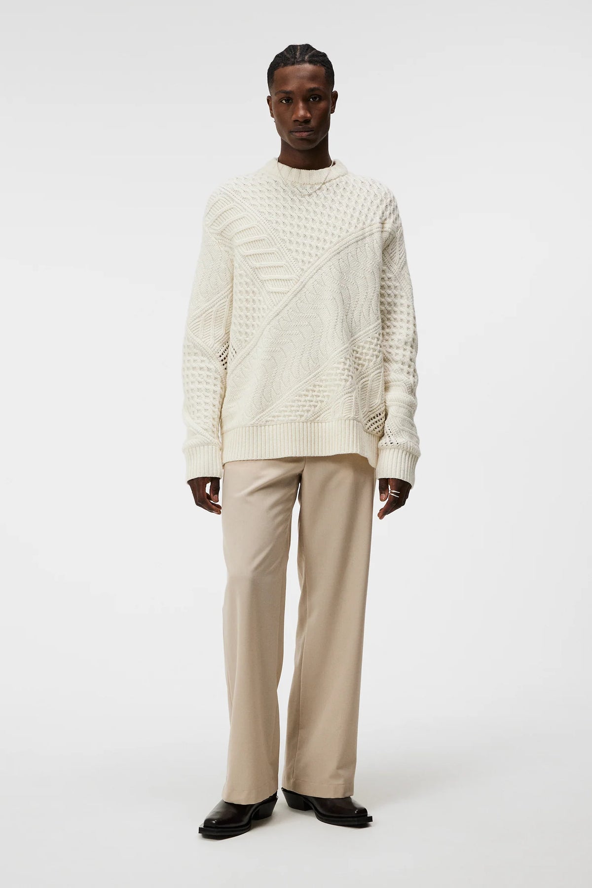 Savio Cable Knit Mock Neck - Cloud White