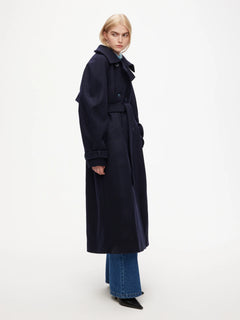 Wool Trench Coat - Navy