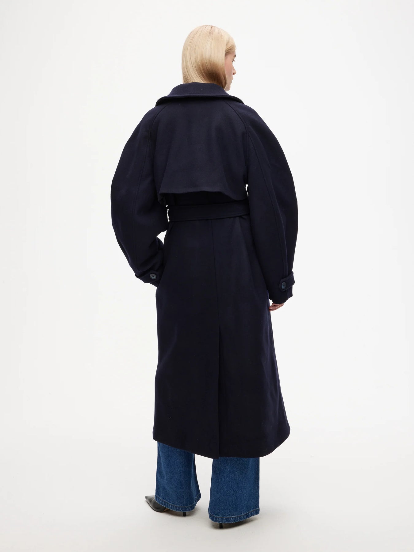 Wool Trench Coat - Navy
