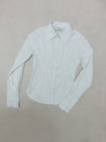 Fitted Bustier Shirt - White Pinstripe