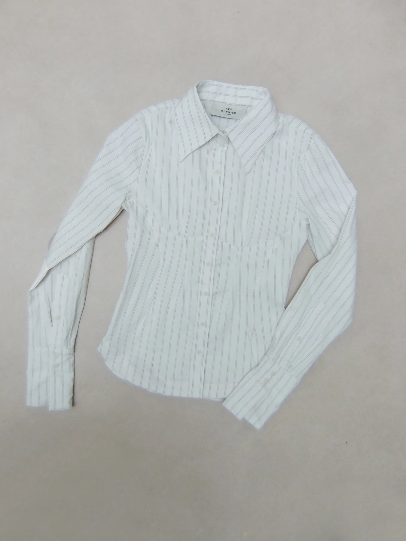 Fitted Bustier Shirt - White Pinstripe