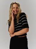 Una Stripe Merino Tee - Navy