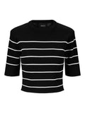 Una Stripe Merino Tee - Navy
