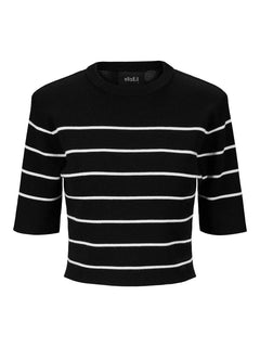Una Stripe Merino Tee - Navy