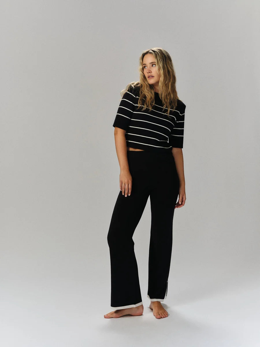 Una Stripe Merino Tee - Navy