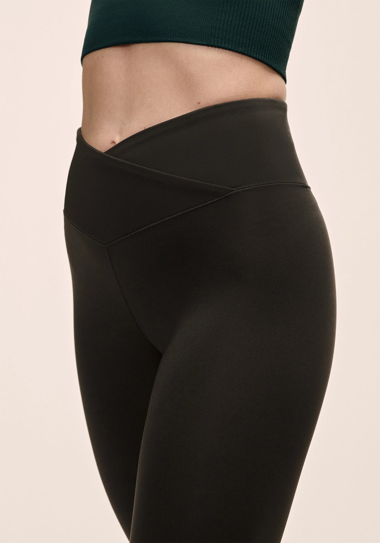Overlap High Waist Tights - Svart