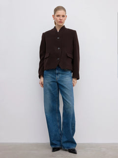 Short Curved Jacket - Chocolate Brown