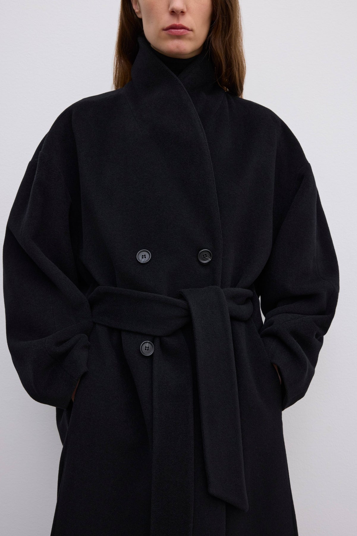 Relaxed Wool Coat - Svart