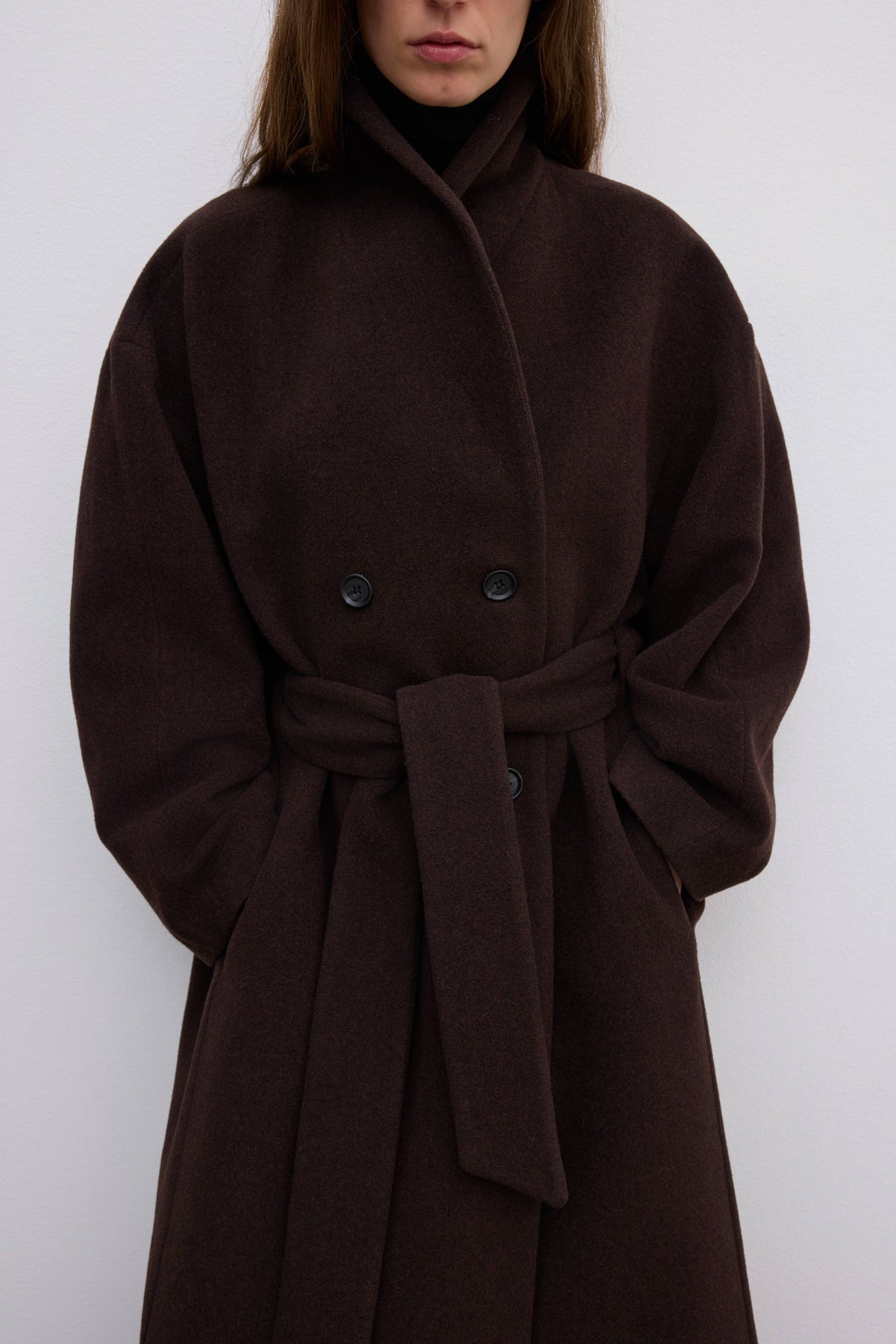 Relaxed Wool Coat - Chokladbrun