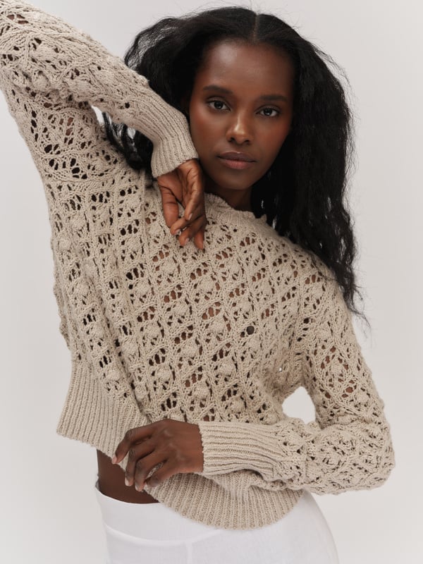 Lea Cotton Sweater - Chickpea Beige