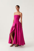 Violette Bubble Hem Maxi Dress - Deep Magenta