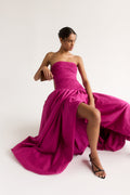 Violette Bubble Hem Maxi Dress - Deep Magenta