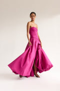 Violette Bubble Hem Maxi Dress - Deep Magenta
