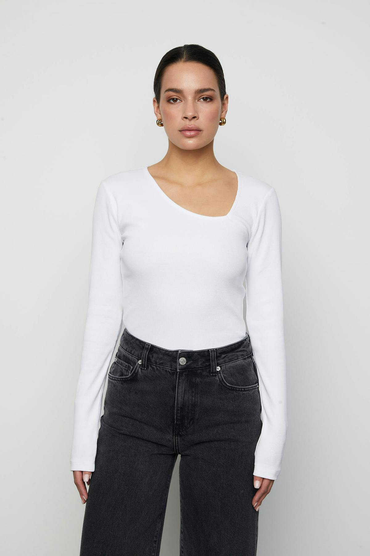 Pino Rib Triangle Neck - Vit