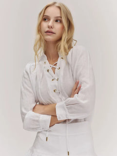 Vivienne Linen Blouse - White