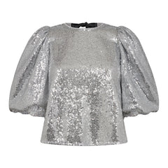 Steviecc Sequin Bow Blouse - Silver
